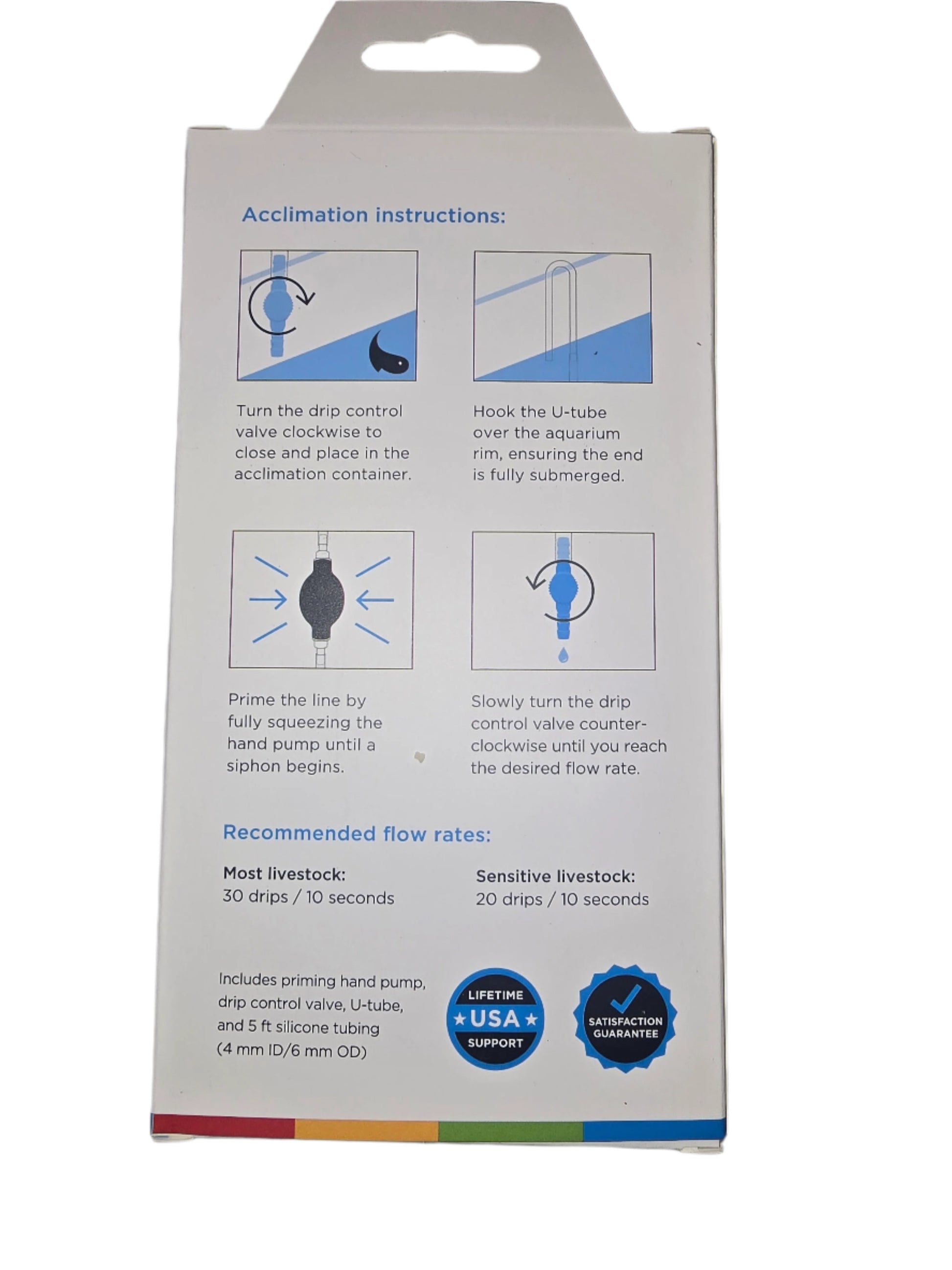 Back of simplicity drip acclimator box