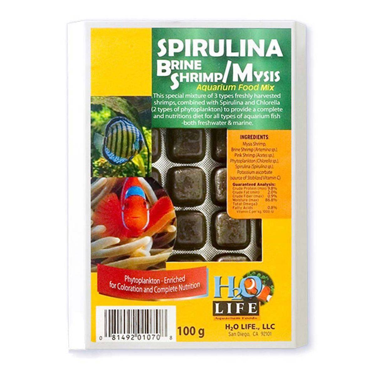 V2O, Spirulina Brine Shimp/Mysis, 100g Blister Pack (Local Sales Only)