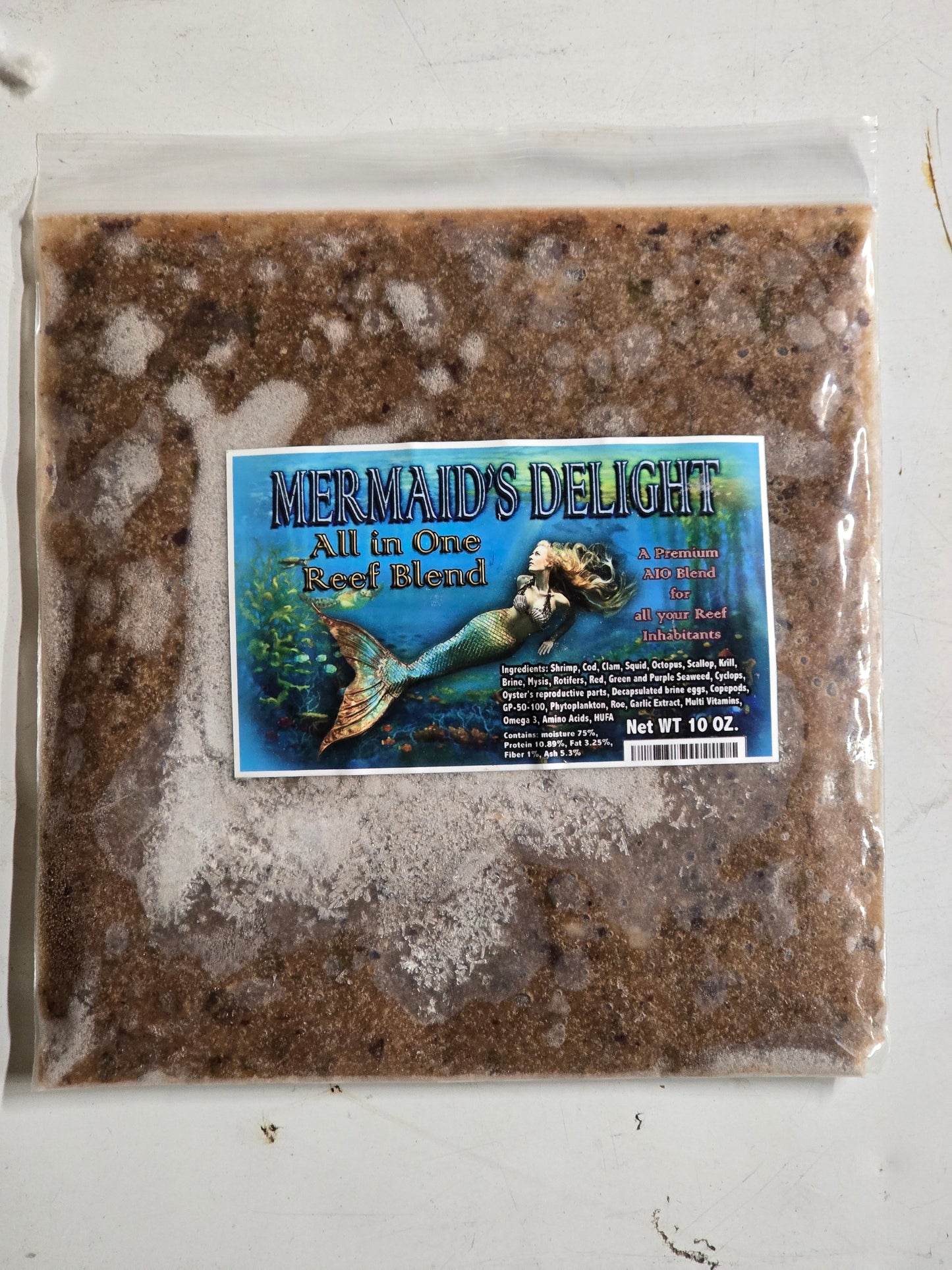 Frozen package of mermaids delight fish food