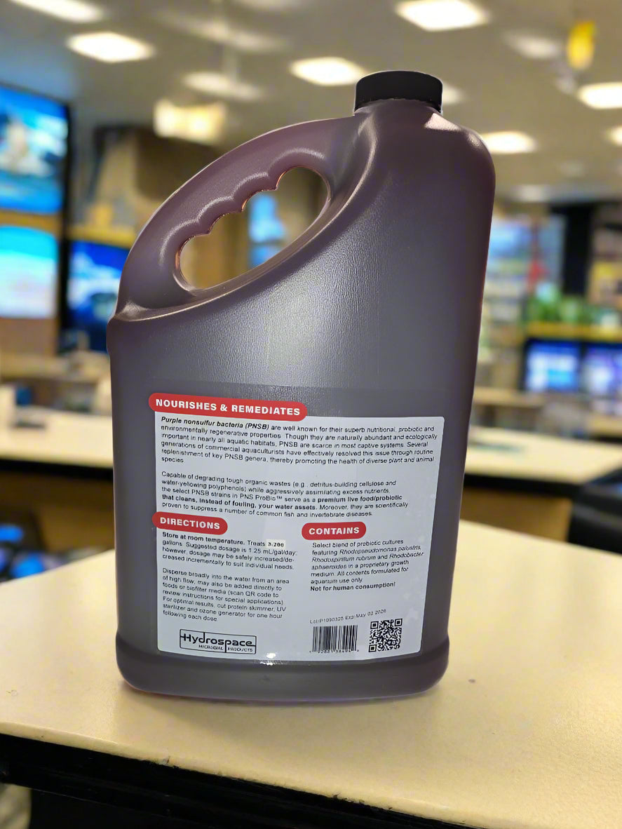 rear of 1 gallon bottle of probio, sitting on a table