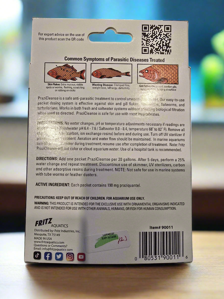 back of prazicleanse box sitting on table